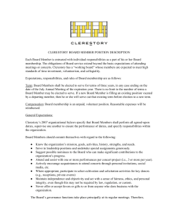 CLERESTORY BOARD MEMBER POSITION DESCRIPTION Each
