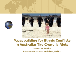 Peacebuilding for Ethnic Conflicts in Australia: The Cronulla Riots