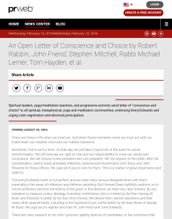 An Open Letter of Conscience and Choice by Robert Rabbin, John
