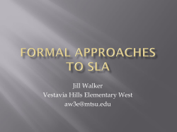 Formal Approaches to sla