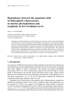 Dependence between the quantum yield of chlorophyll a