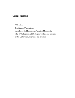 George Sperling - UCI Cognitive Sciences