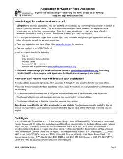 Application for Cash or Food Assistance If you need help reading or