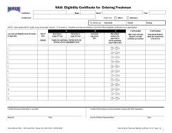NAIA OFFICIAL ELIGIBILITY CERTIFICATE