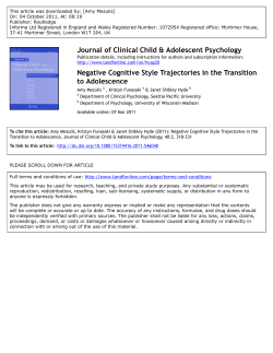Negative Cognitive Style Trajectories in the Transition to Adolescence