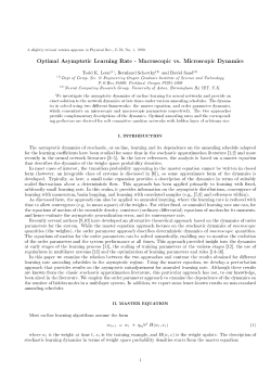 Optimal Asymptotic Learning Rate - Macroscopic vs