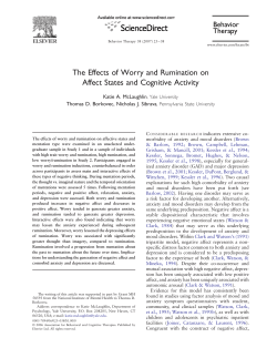 The Effects of Worry and Rumination on Affect States and Cognitive