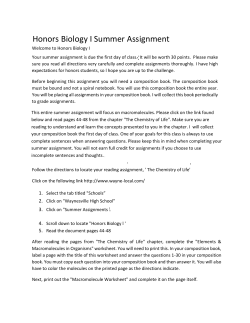 Honors Biology I Summer Assignment