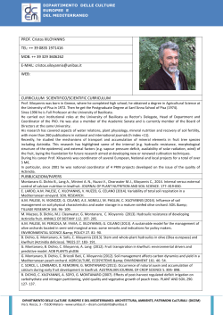 PROF. Cristos XILOYANNIS TEL: ++ 39 0835 1971416 MOB. ++ 39