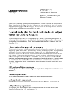 General study plan for third-cycle studies in subject within the