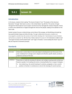 Grade 9 ELA Module 4, Unit 1, Lesson 16
