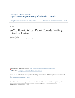 So You Have to Write a Paper? Consider Writing a Literature Review