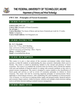 FWT 310 &ndash; Principles of Forest Economics COURSE PARTICULARS