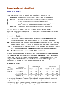 Science Media Centre Fact Sheet Sugar and Health