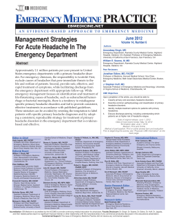Management Strategies For Acute Headache In The Emergency