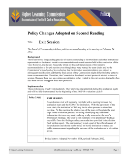 Policy Changes Adopted on Second Reading Exit Session