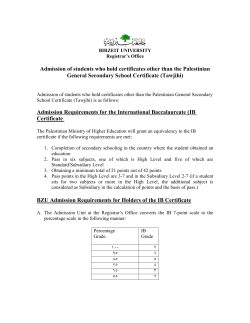 Admission of students who hold certificates other than the