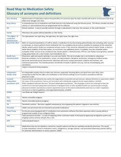 Road Map to Medication Safety Glossary of acronyms and definitions
