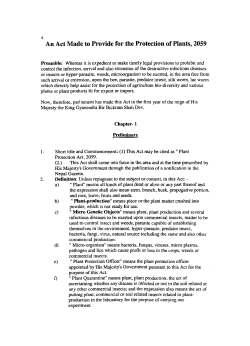 An Act Made to Provide for the Protection of Plants