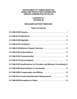 BEHAVIOR SUPPORT SERVICES