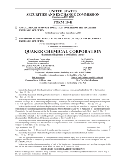 Form 10-K - Quaker Chemical