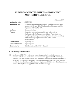 ENVIRONMENTAL RISK MANAGEMENT AUTHORITY DECISION