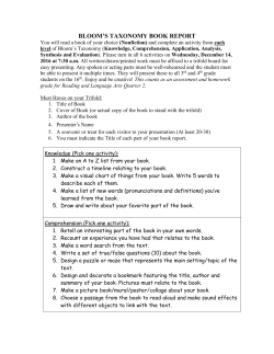 BLOOM`S TAXONOMY BOOK REPORT You will read a book of your