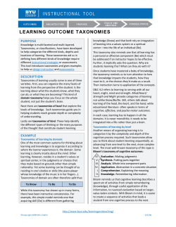 learning outcome taxonomies - BYU