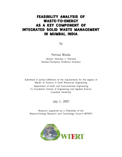 Feasibility Analysis of Waste-To-Energy as a Key Component of
