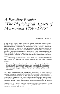 A Peculiar People: "The Physiological Aspects of Mormonism 1850