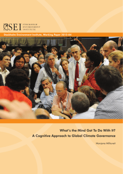 A Cognitive Approach to Global Climate Governance