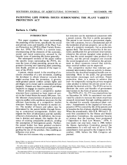 PATENTING LIFE FORMS: ISSUES SURROUNDING THE PLANT