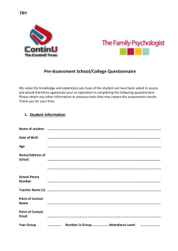 TR1 Pre-Assessment Referral Questionnaire
