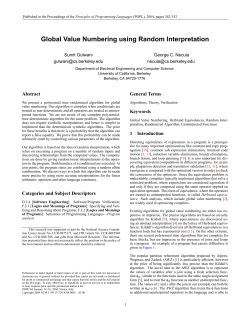 Global Value Numbering using Random Interpretation