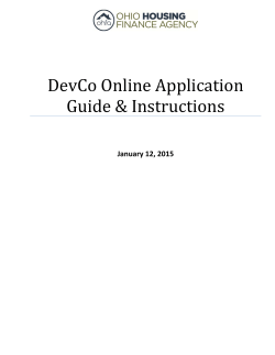 DevCo Online Application Guide - The Ohio Housing Finance Agency