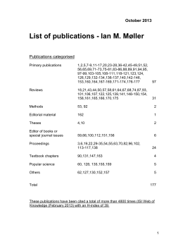 October 2013 List of publications