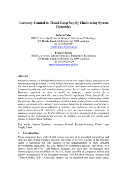 Inventory Control in Closed Loop Supply Chain using System