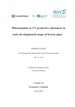 Phlorotannins as UV-protective substances in early developmental