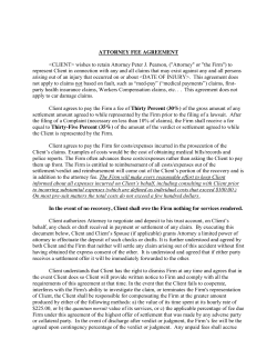 ATTORNEY FEE AGREEMENT