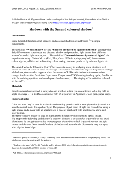 Shadows with the sun - European Physical Society