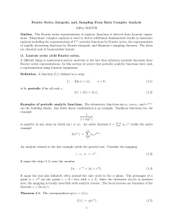 Fourier Series, Integrals, and, Sampling From Basic Complex