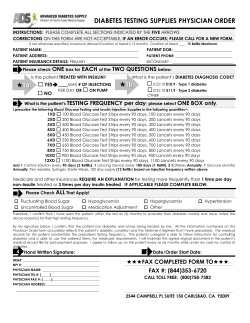 Diabetes Testing supplIES Physician ORder
