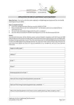 application for hire of lighterage plant/equipment About this form