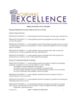 BRIEF SUMMARY OF STANDARDS Program Standards for Serving