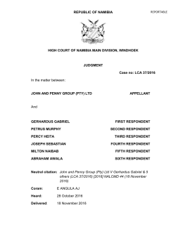 John and Penny Group (Pty) Ltd v Gerhardus Gabriel (LCA 372016)