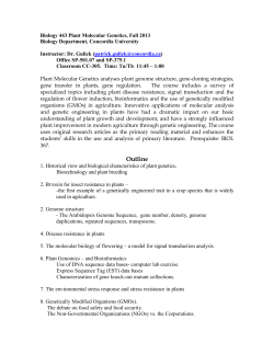 Biology 443 Plant Molecular Genetics, Winter 2011