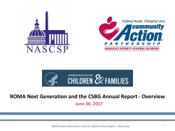 ROMA Next Generation and the CSBG Annual Report