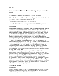 S41-004 Core promoter architecture characteristic of photosynthesis