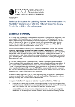 Technical evaluation report fibre - Food Standards Australia New