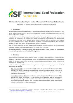 Definition of the Terms Describing the Reaction of Plants to Pests1